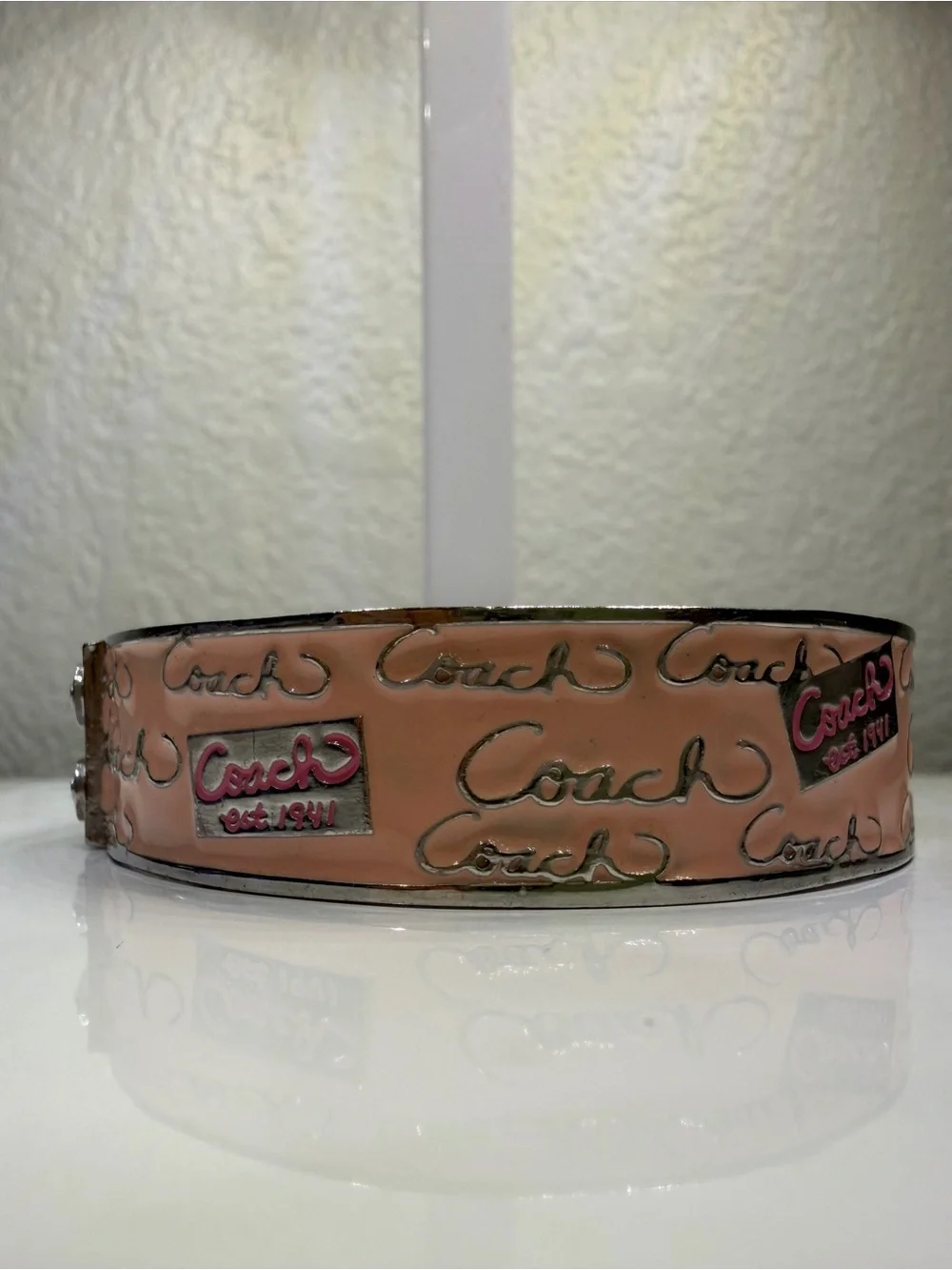 Vintage Coach Light Pink Logo Enamel Bangle